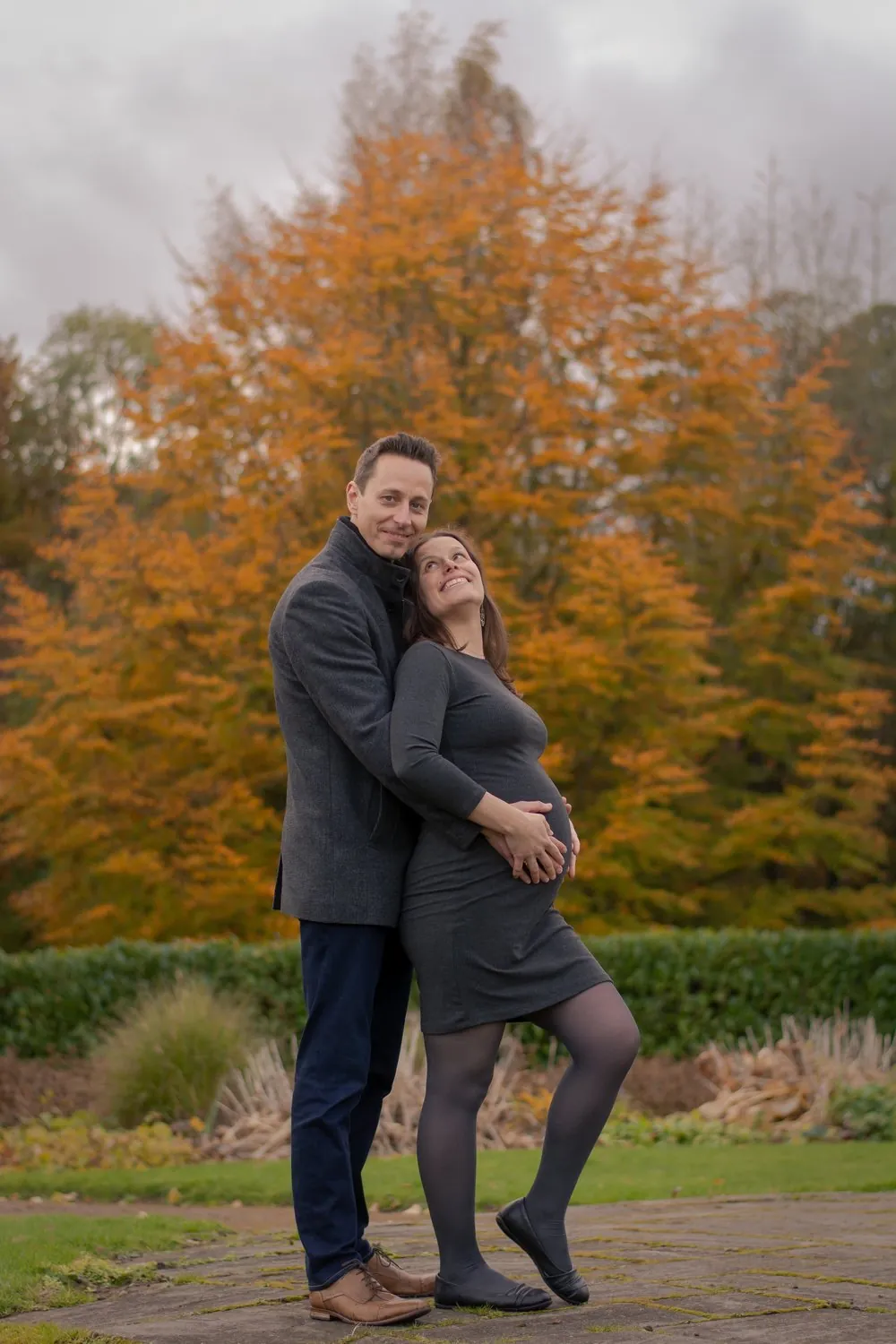 Couple at an autumn photography session in Lancashire