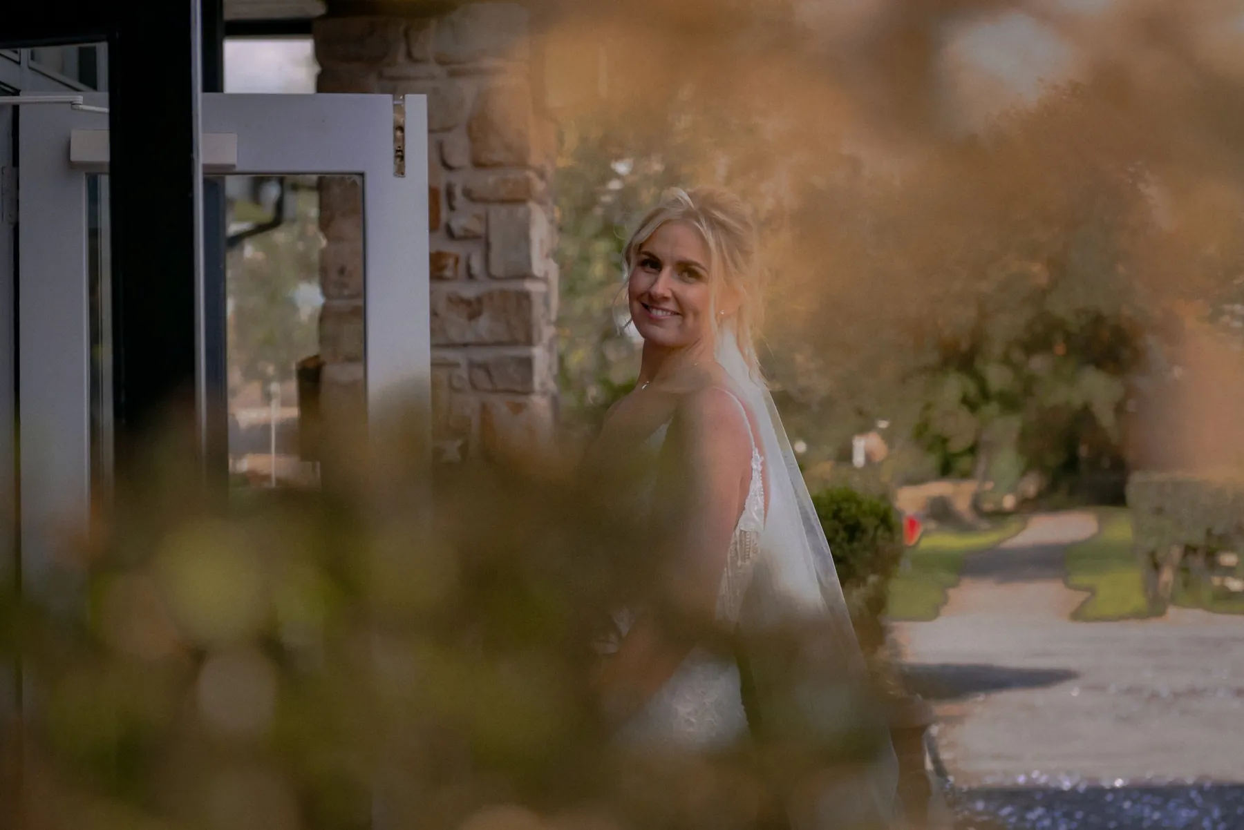 Bride portrait in autumn at a Lancashire wedding venue
