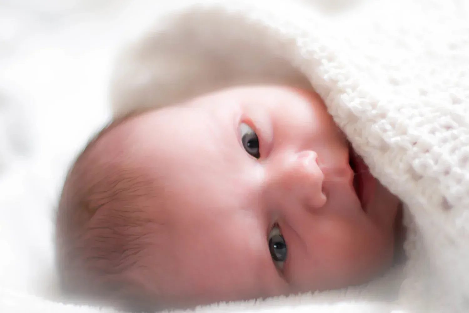Simple newborn portrait with the baby settled and supported